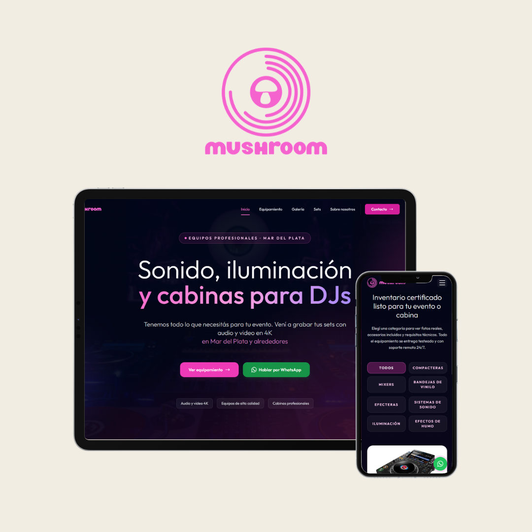 Mushroom MDP — Alquiler de equipos de sonido y cabinas de DJ en Mar del Plata